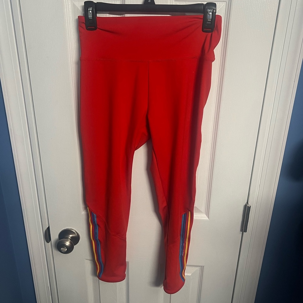 Bally Red Women’s Exercise capris with Colorful Stripes